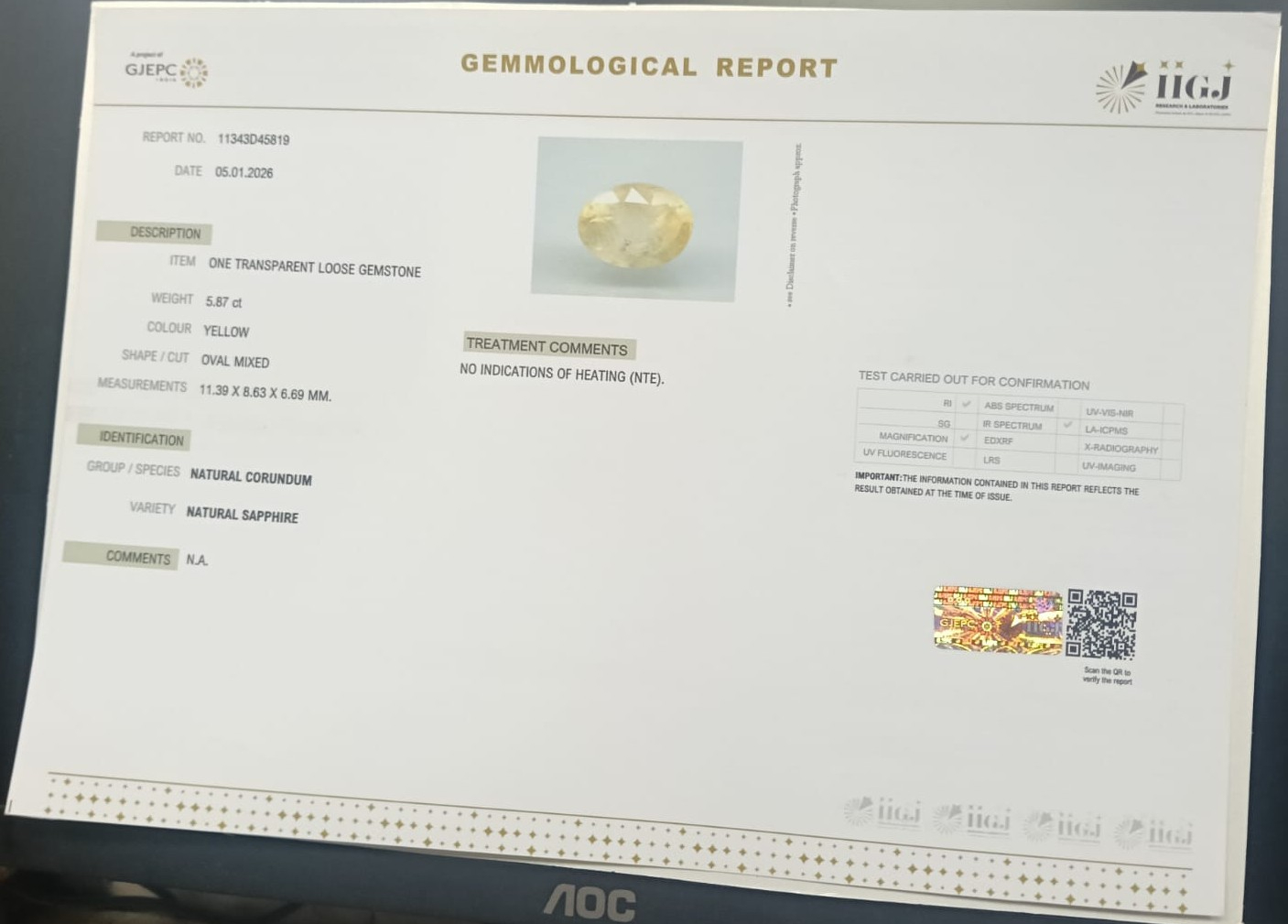 NYSP8908 2 YELLOW SAPPHIRE 5.87 Ct.