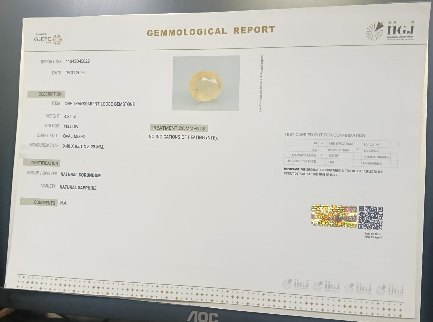 NYSP8910 2 YELLOW SAPPHIRE 4.34 Ct.