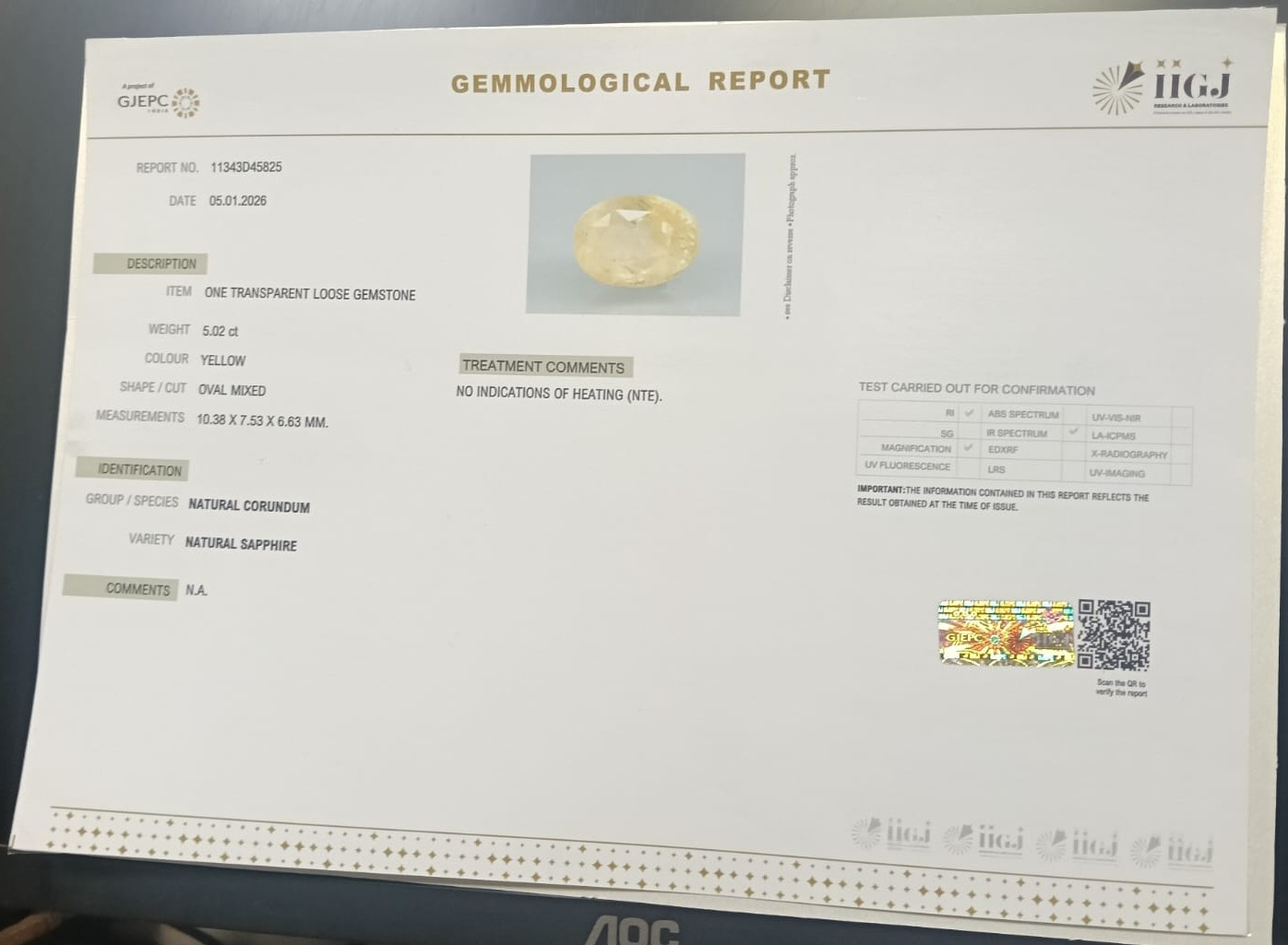 NYSP8913 2 YELLOW SAPPHIRE 5.02 Ct.