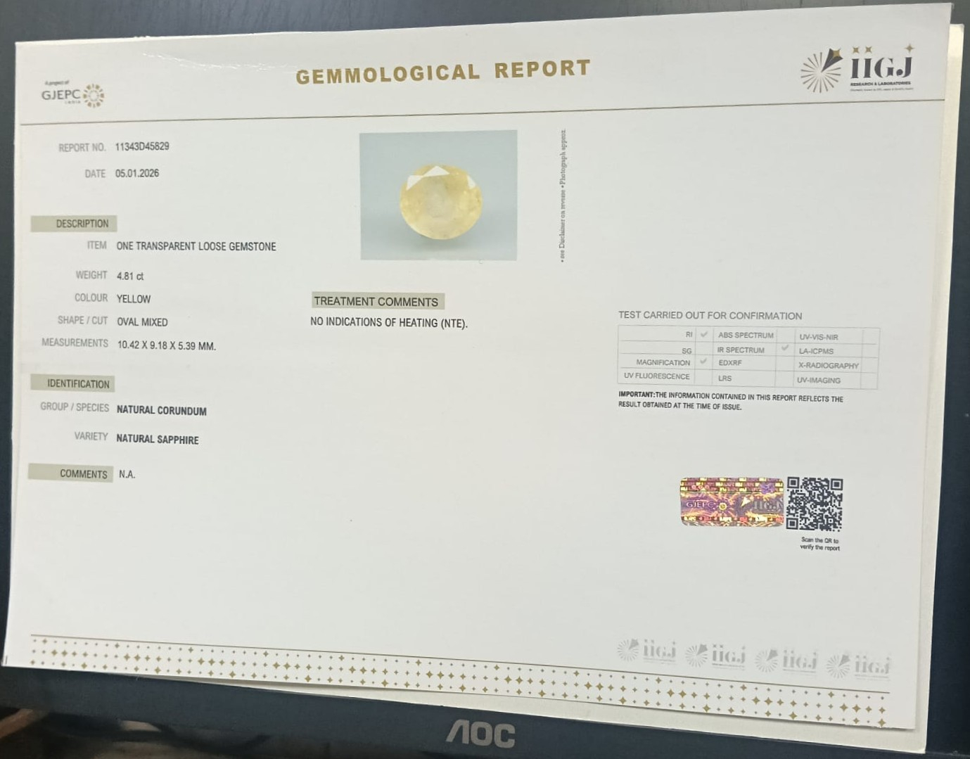 NYSP8916 2 YELLOW SAPPHIRE 4.81 Ct.