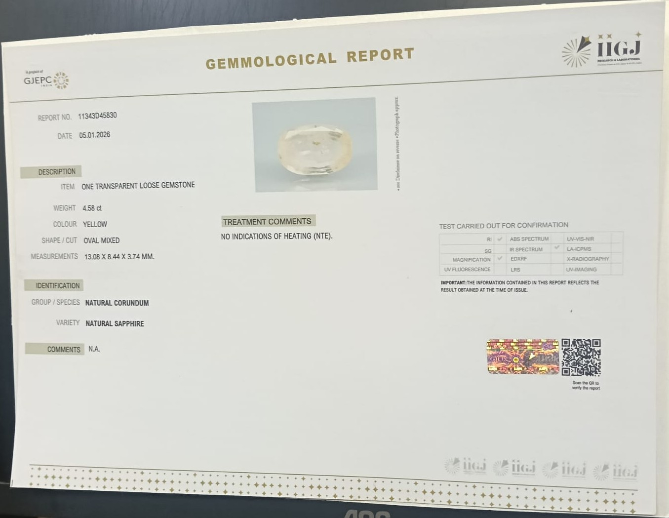 NYSP8917 2 YELLOW SAPPHIRE 4.58 Ct.