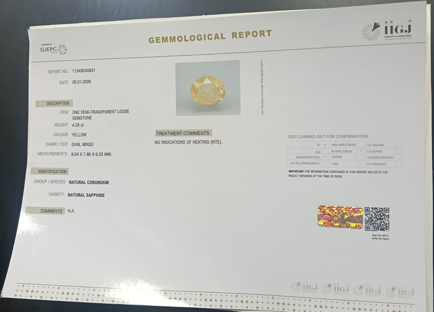 NYSP8918 2 YELLOW SAPPHIRE 4.28 Ct.