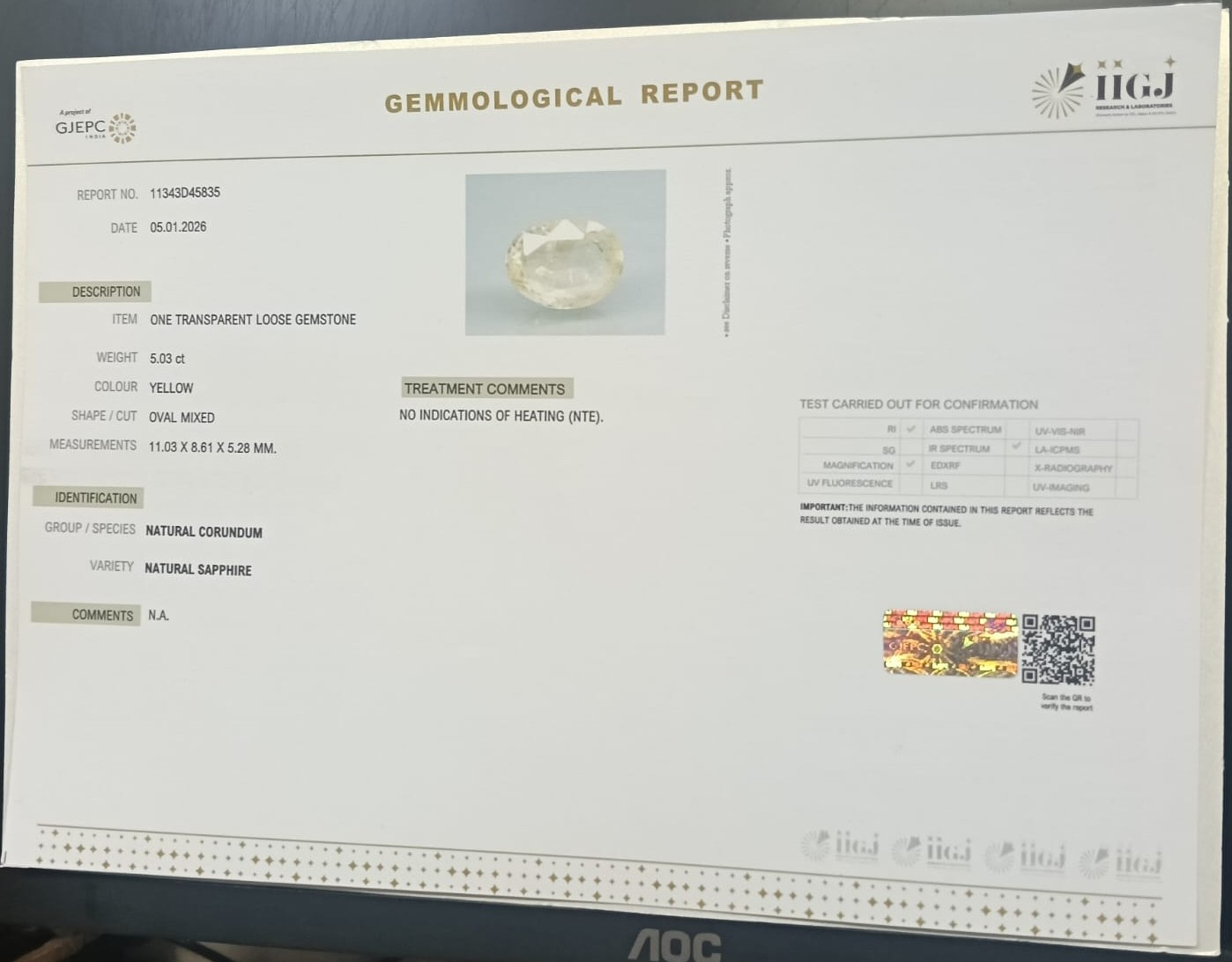 NYSP8921 2 YELLOW SAPPHIRE 5.03 Ct.