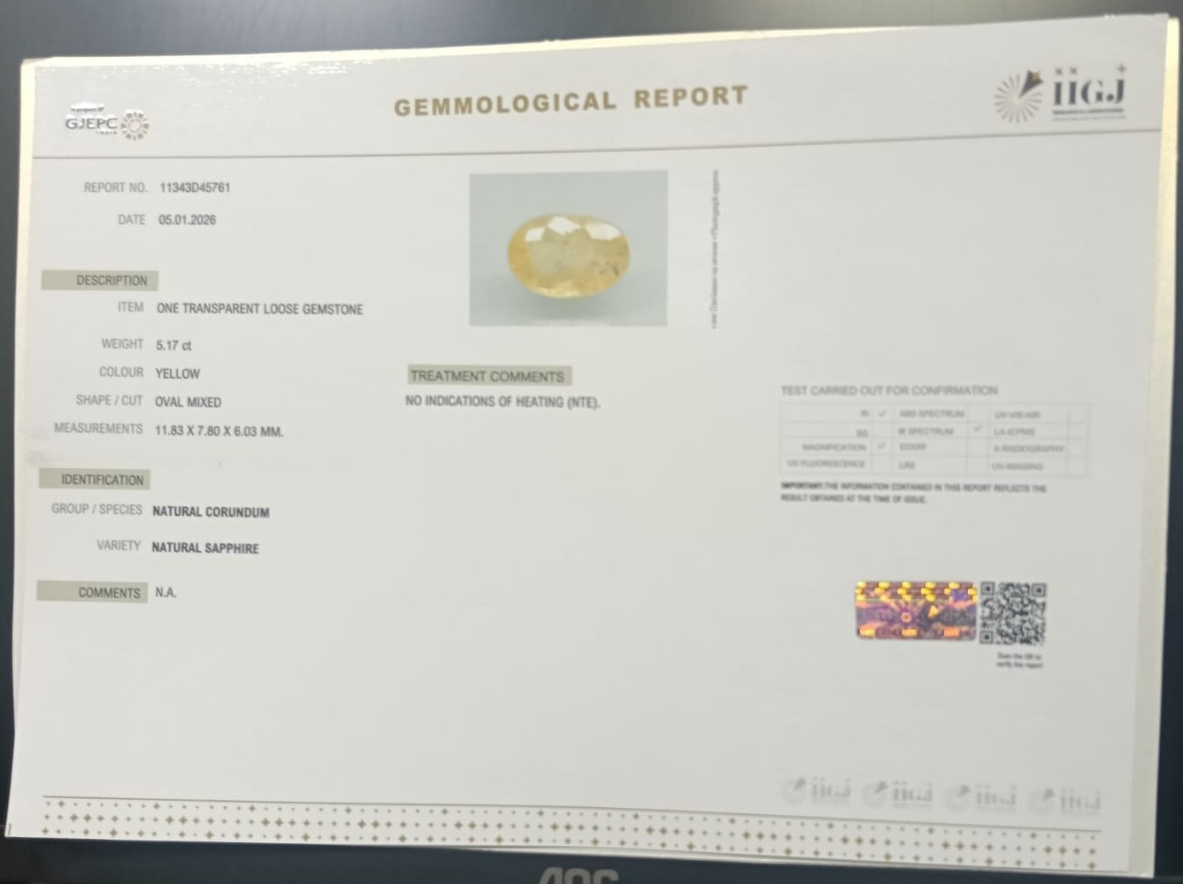 NYSP8922 2 YELLOW SAPPHIRE 5.17 Ct.