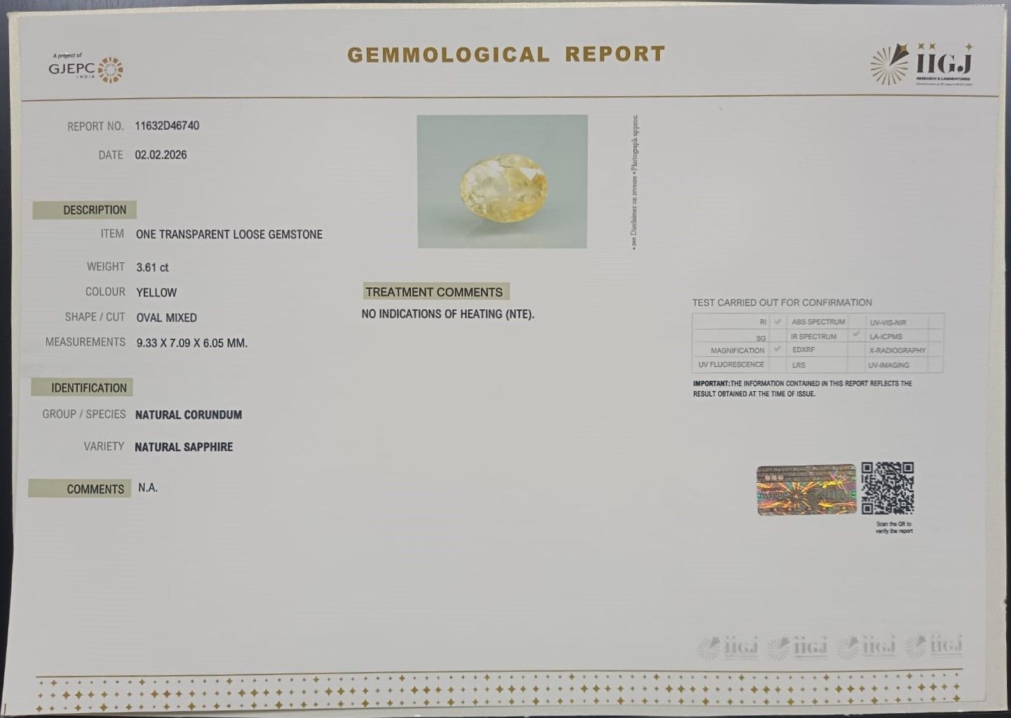 NYSP8928 2 YELLOW SAPPHIRE 3.61 Ct.