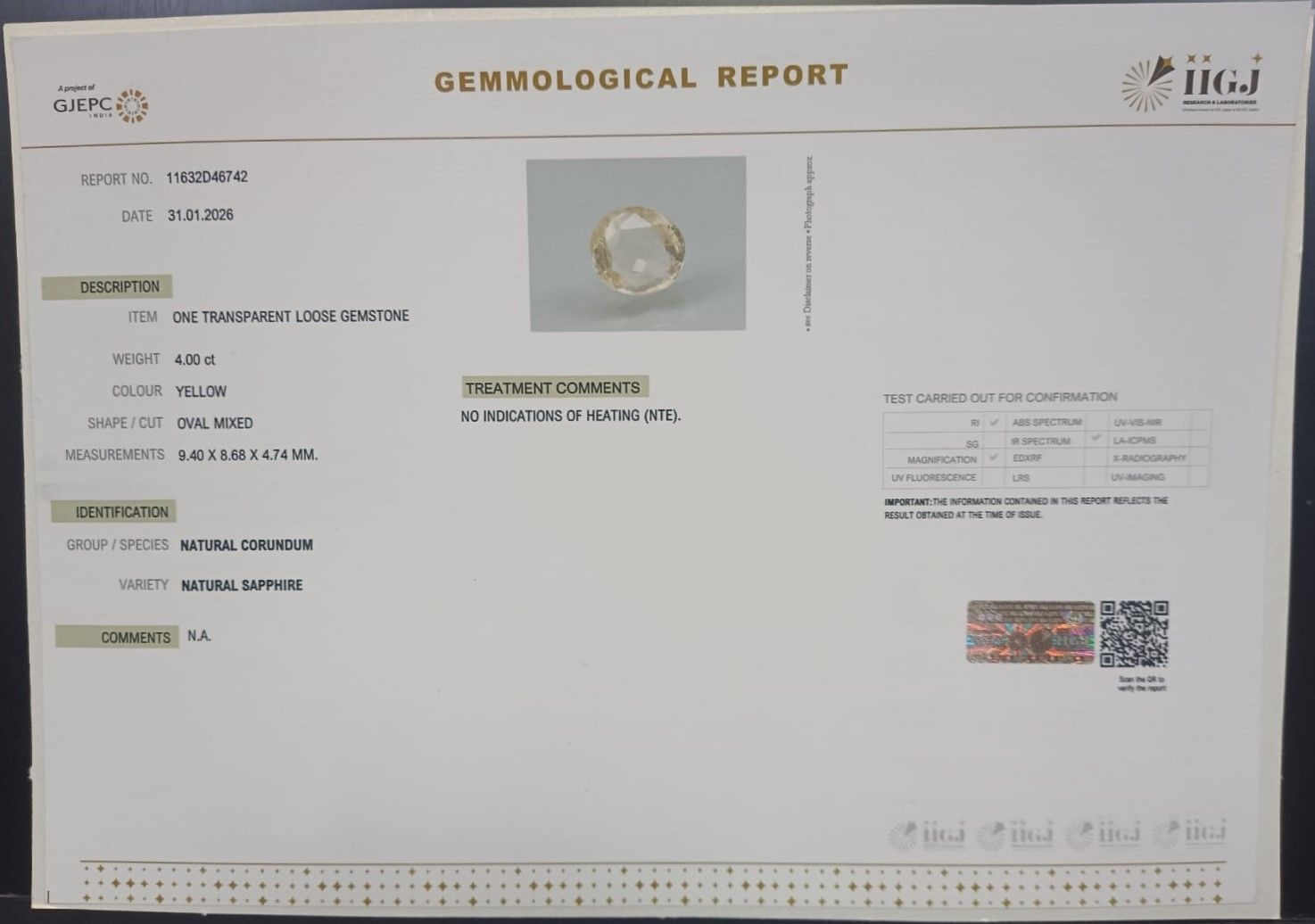 NYSP8929 2 YELLOW SAPPHIRE 4 Ct.