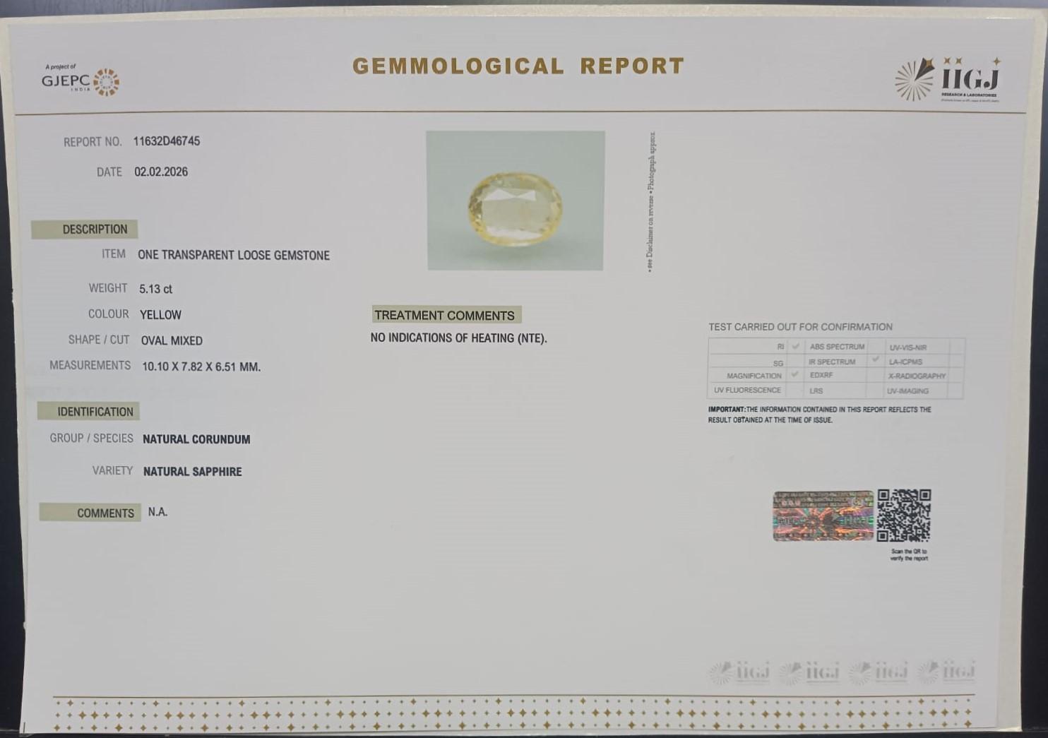 YELLOW SAPPHIRE 5.13 Ct. 3 NYSP8931 2 YELLOW SAPPHIRE 5.13 Ct.