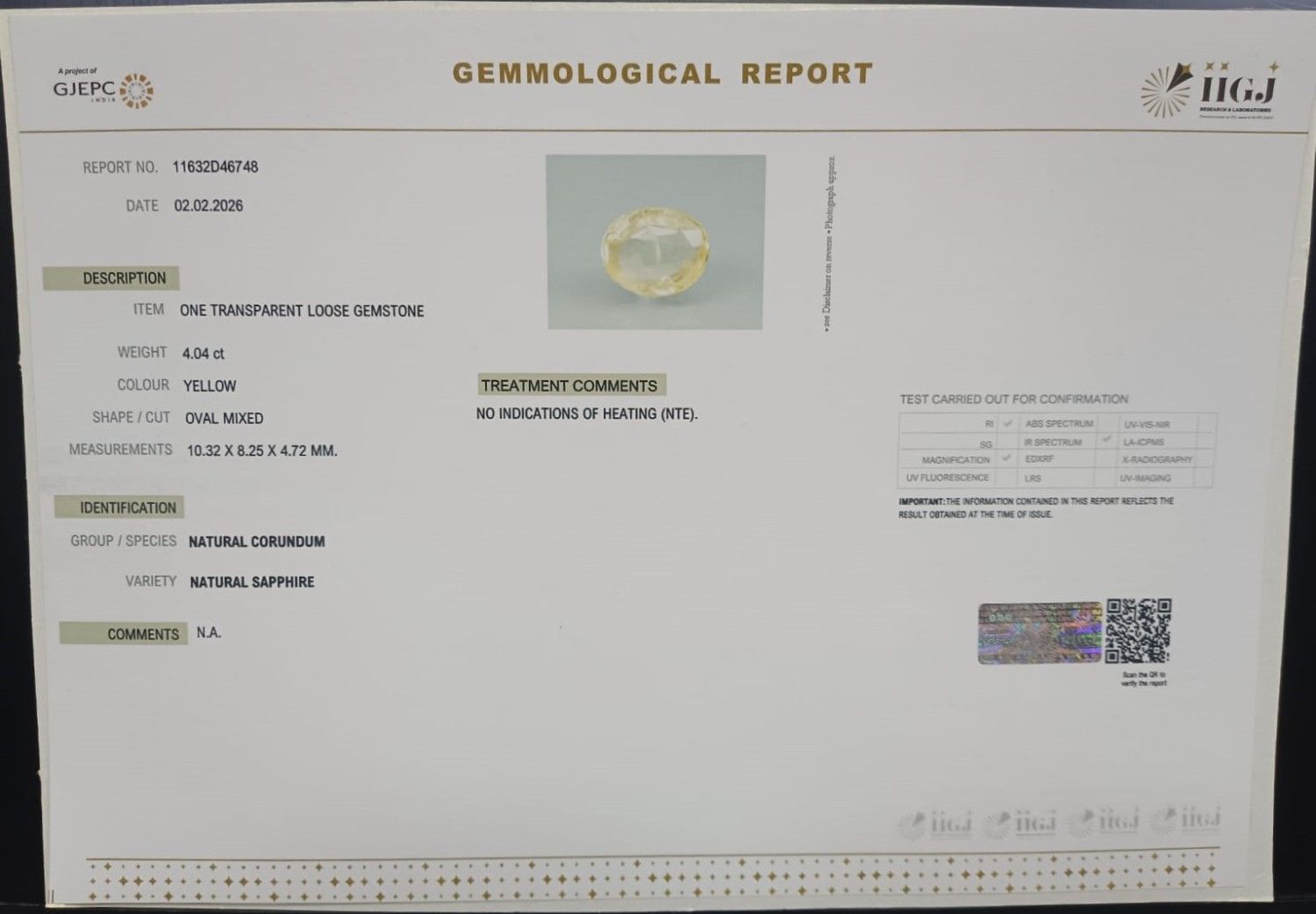 NYSP8933 2 YELLOW SAPPHIRE 4.04 Ct.