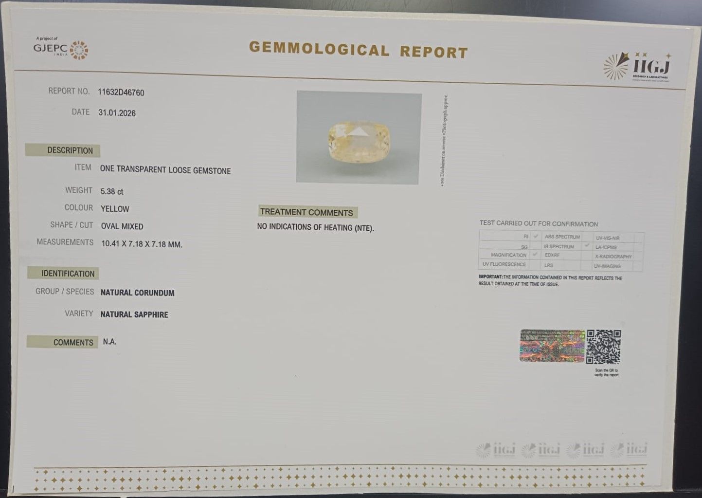 YELLOW SAPPHIRE 5.38 Ct. 3 NYSP8941 2 YELLOW SAPPHIRE 5.38 Ct.