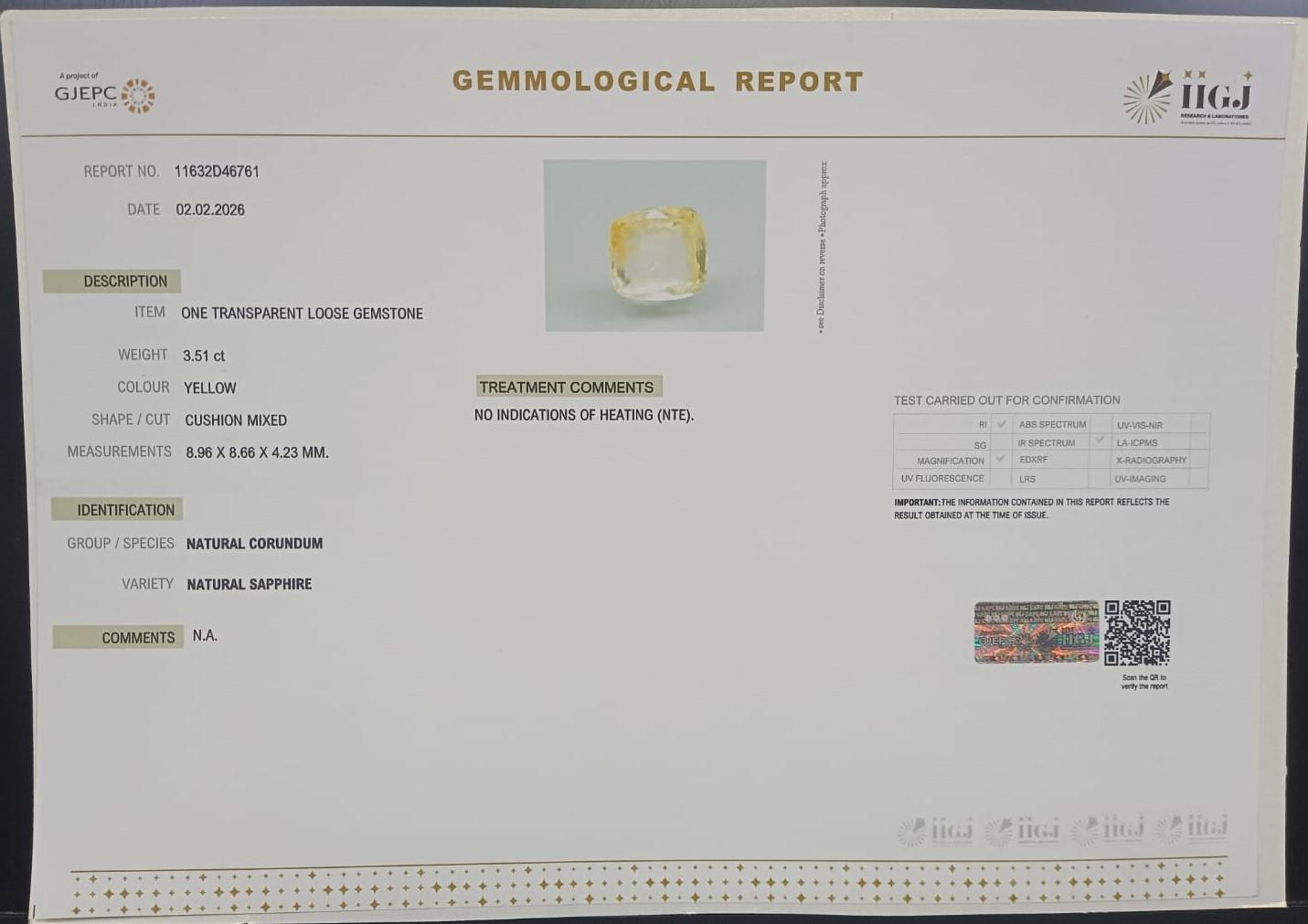 YELLOW SAPPHIRE 3.51 Ct. 3 NYSP8942 2 YELLOW SAPPHIRE 3.51 Ct.