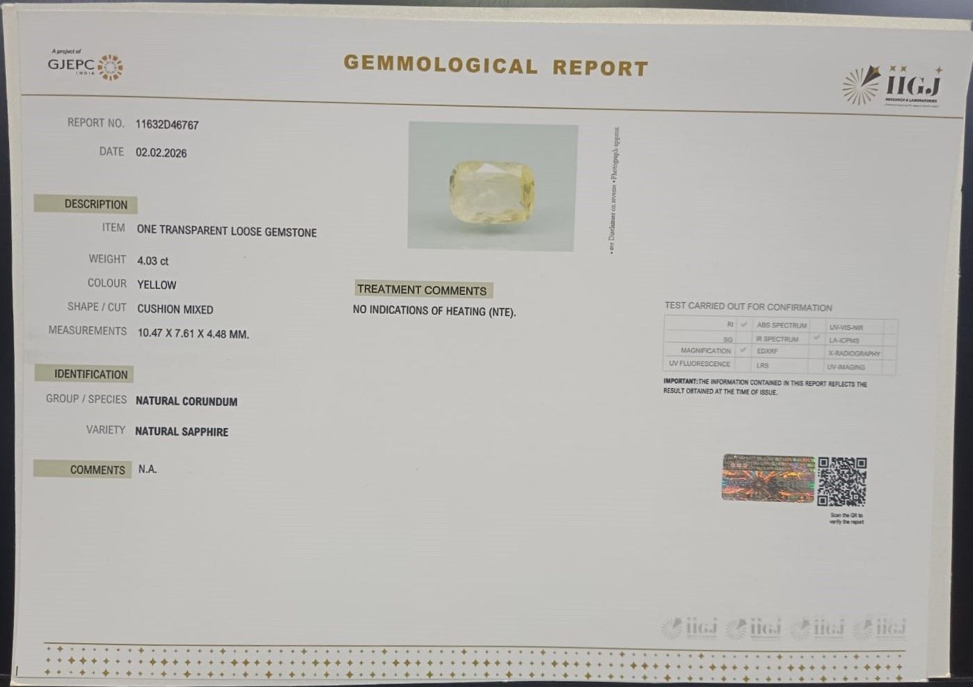 NYSP8945 2 YELLOW SAPPHIRE 4.03 Ct.