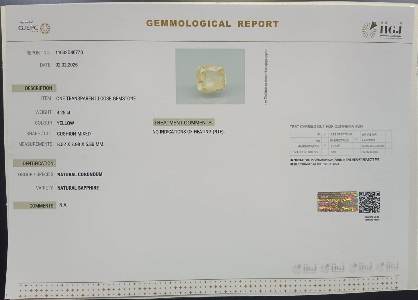 NYSP8946 2 YELLOW SAPPHIRE 4.25 Ct.