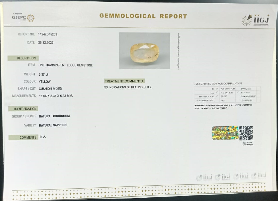 NYSPG8532 2 YELLOW SAPPHIRE 5.37 Ct.