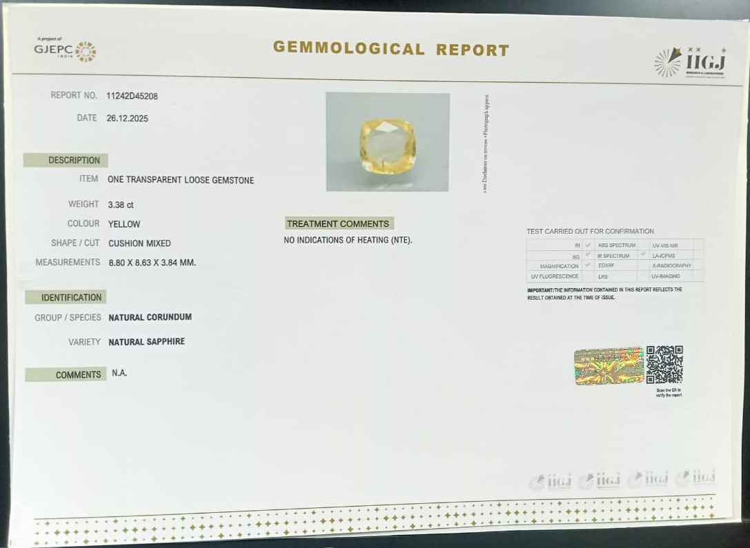 NYSPG8533 2 YELLOW SAPPHIRE 3.38 Ct.