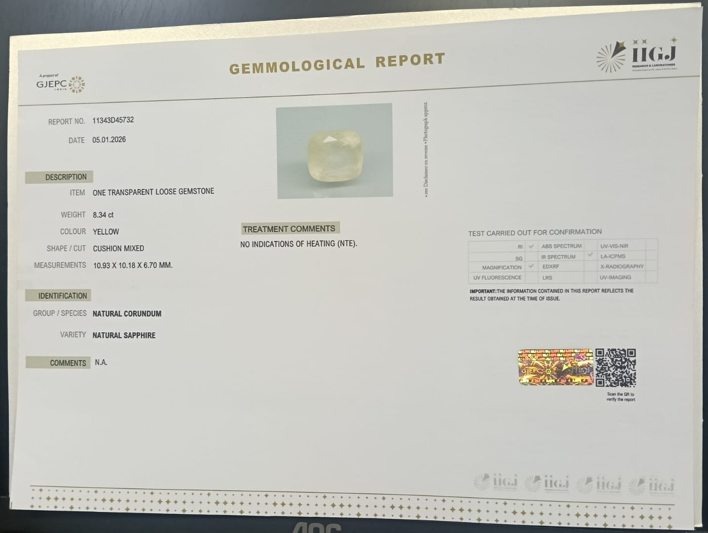 NYSPG8535 2 YELLOW SAPPHIRE 8.34 Ct.