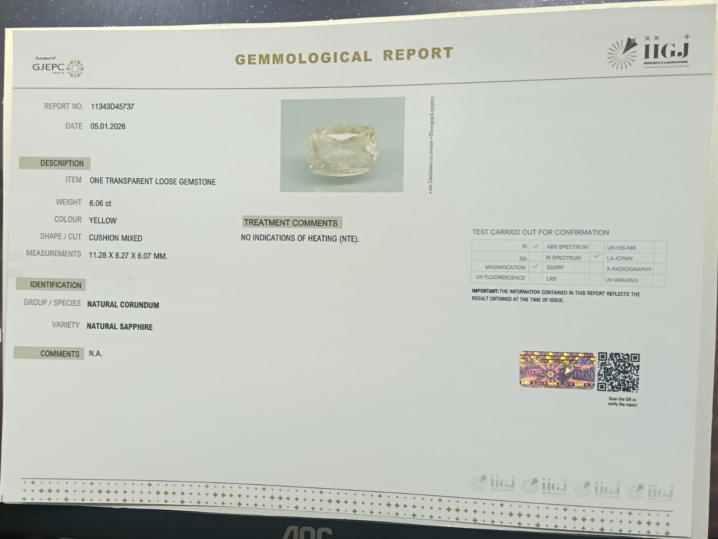 NYSPG8536 2 YELLOW SAPPHIRE 6.06 Ct.