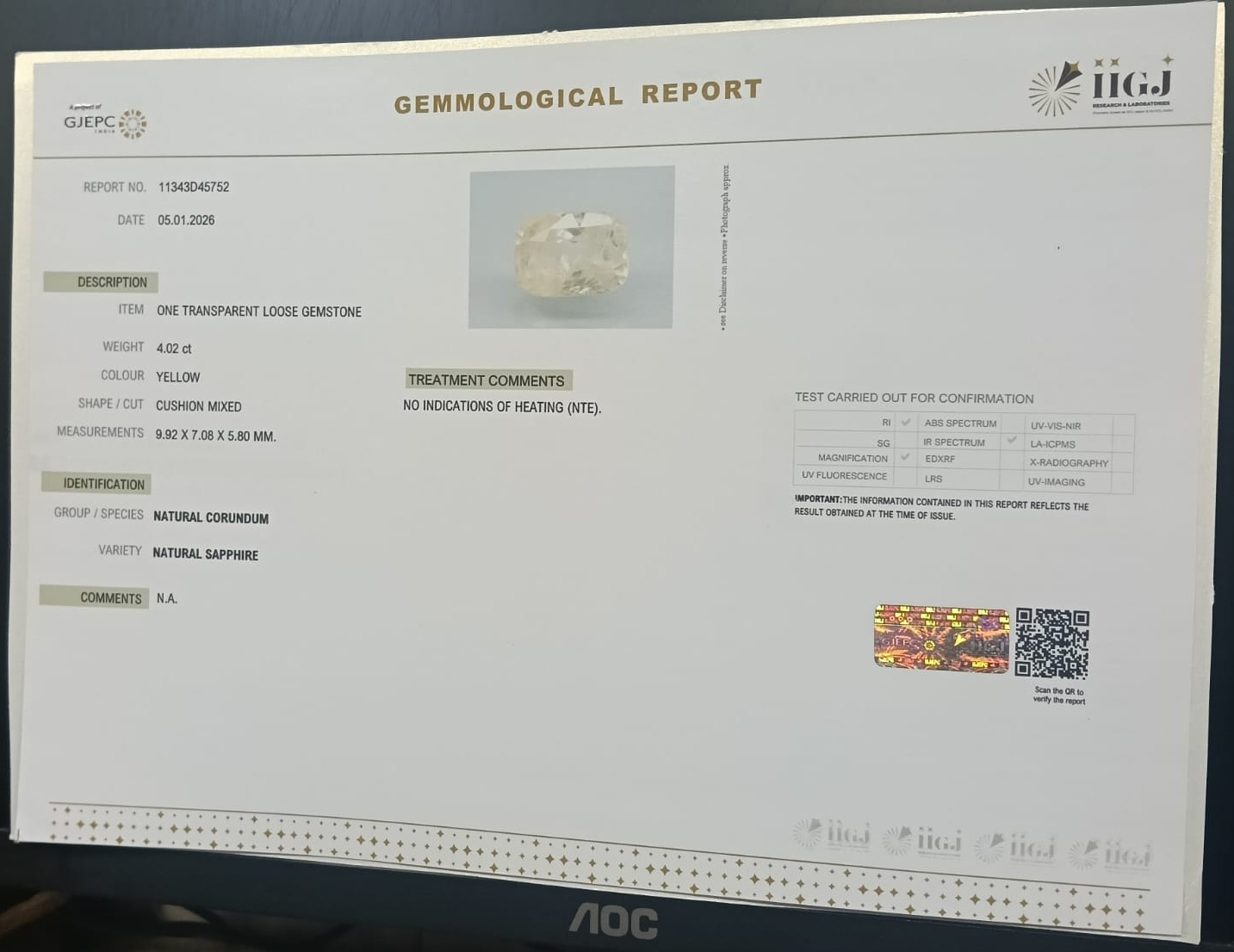 NYSPG8538 2 YELLOW SAPPHIRE 4.02 Ct.