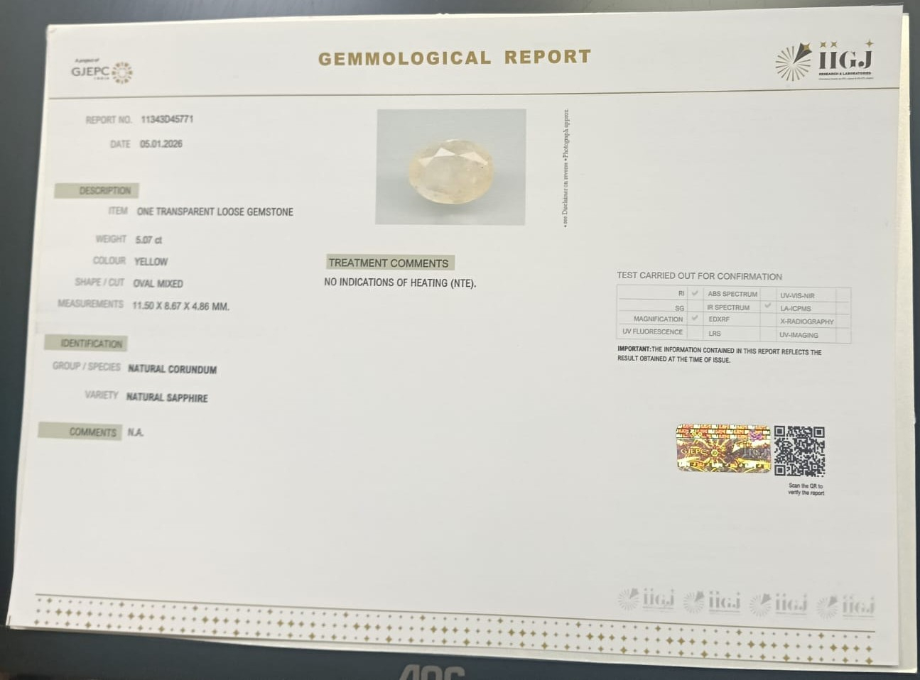 NYSPG8540 2 YELLOW SAPPHIRE 5.07 Ct.