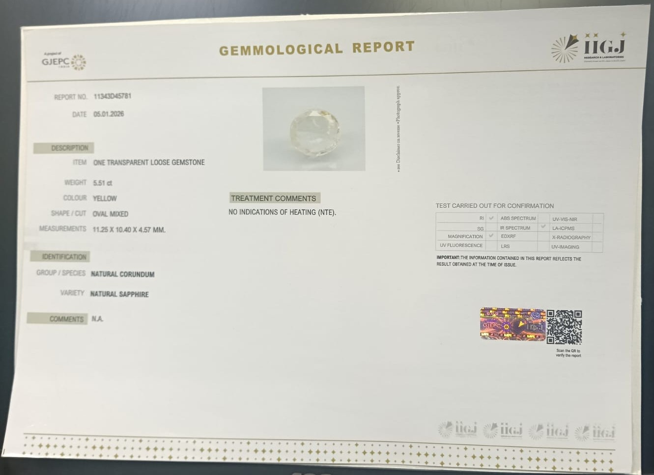 NYSPG8541 2 YELLOW SAPPHIRE 5.51 Ct.