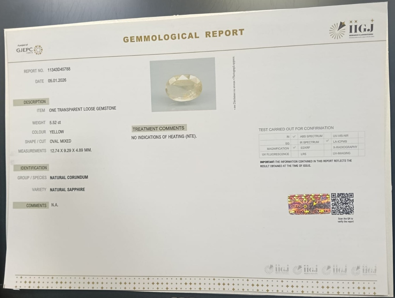 NYSPG8542 2 YELLOW SAPPHIRE 5.52 Ct.