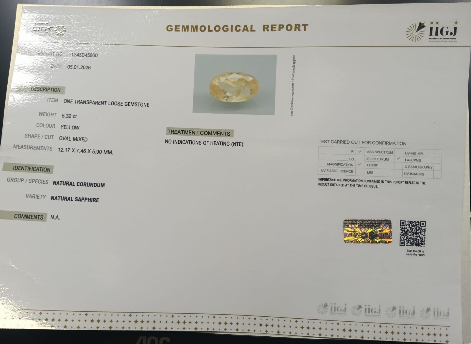 NYSPG8543 2 YELLOW SAPPHIRE 5.32 Ct.