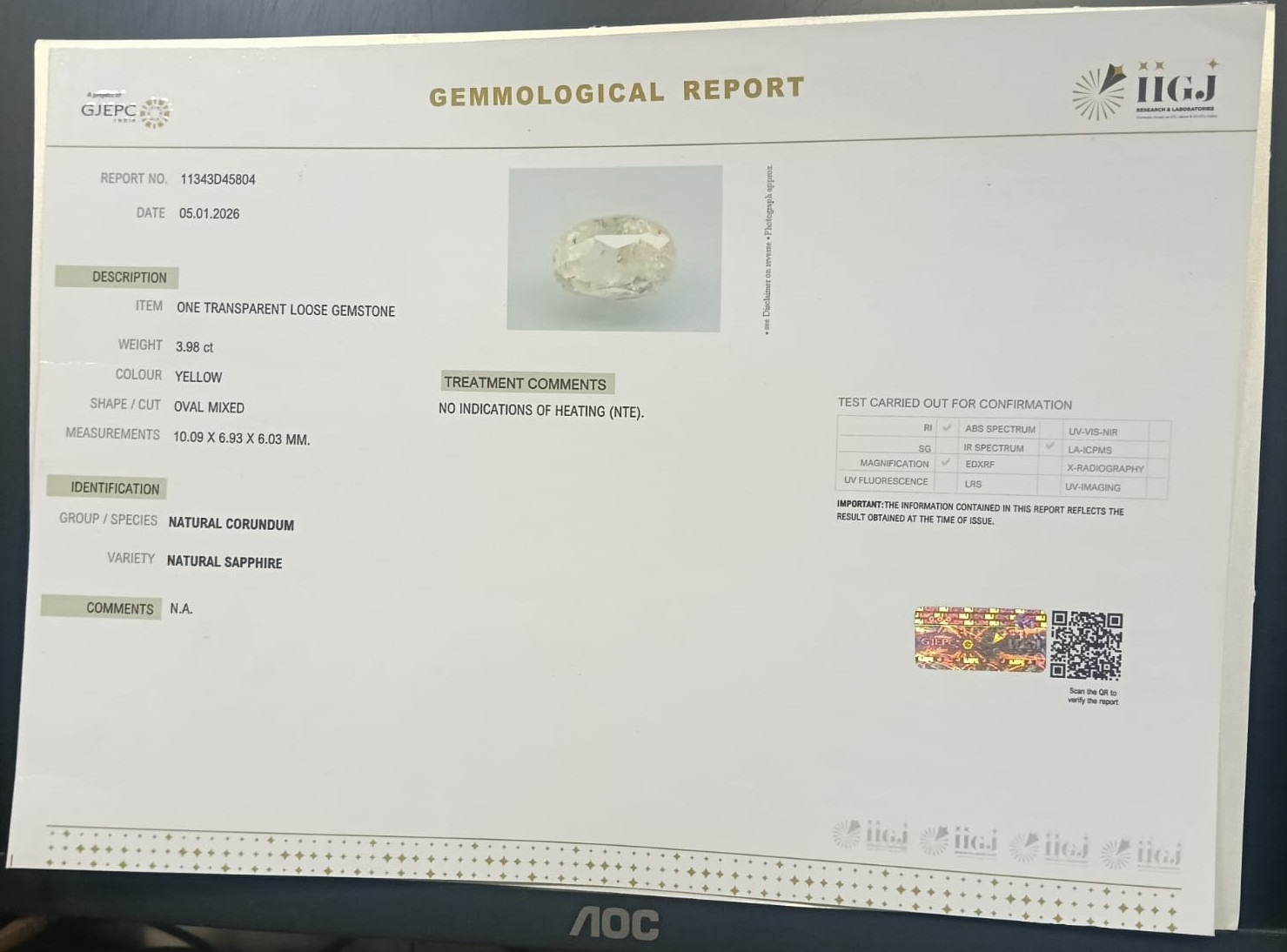 NYSPG8545 2 YELLOW SAPPHIRE 3.98 Ct.