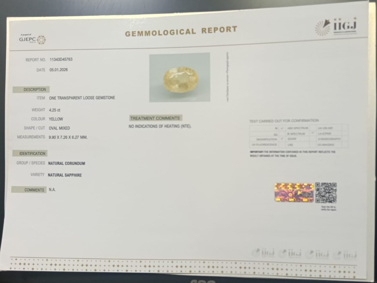 NYSPG8550 2 YELLOW SAPPHIRE 4.25 Ct.