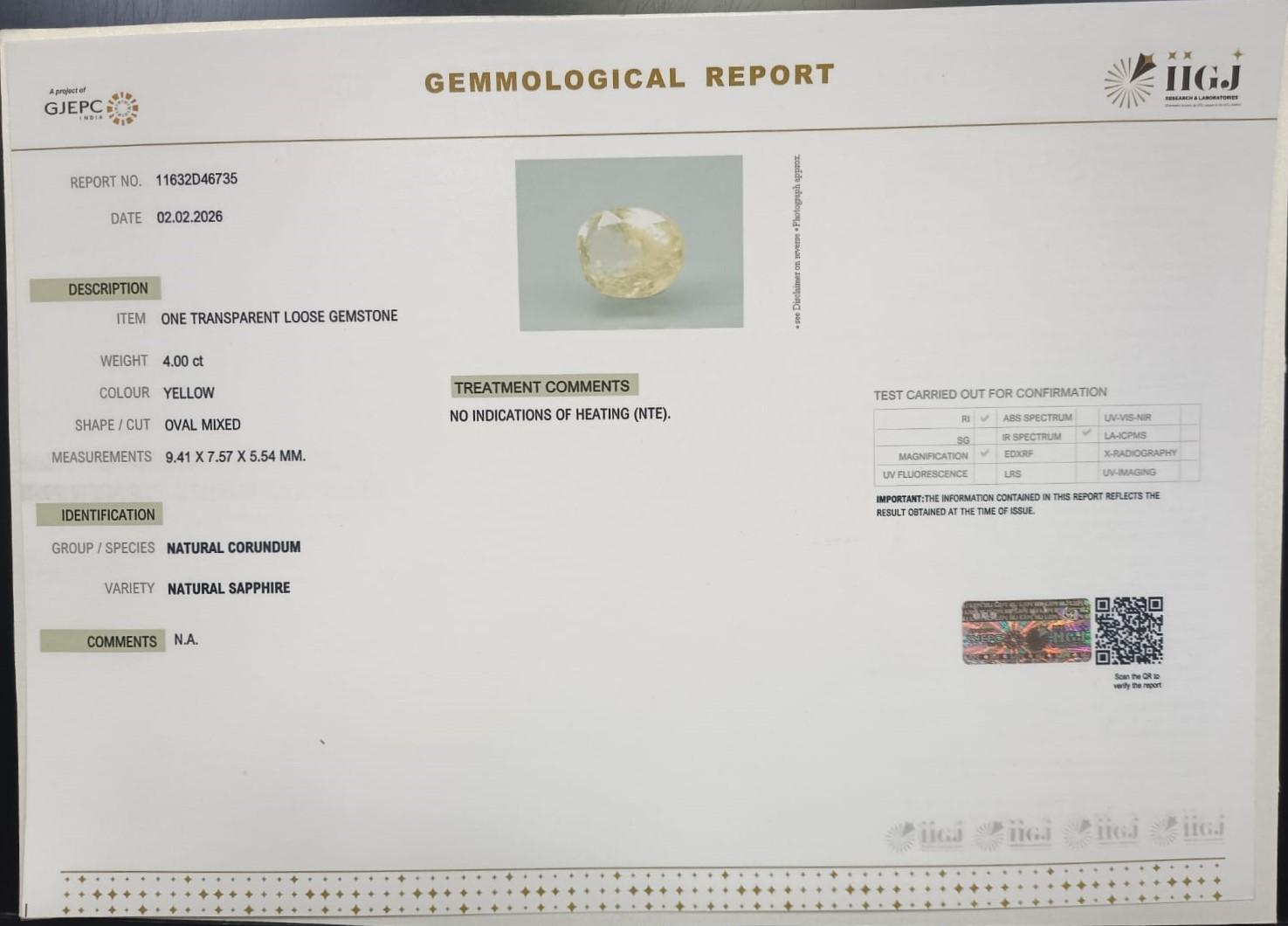 NYSPG8551 2 YELLOW SAPPHIRE 4 Ct.