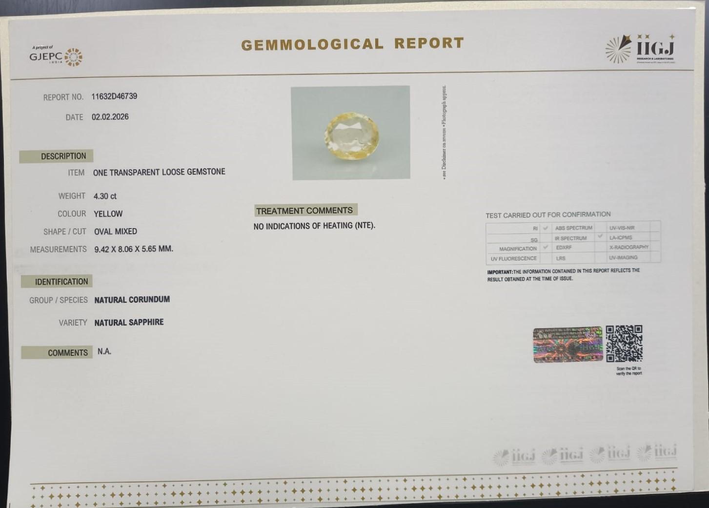 NYSPG8553 2 YELLOW SAPPHIRE 4.3 Ct.