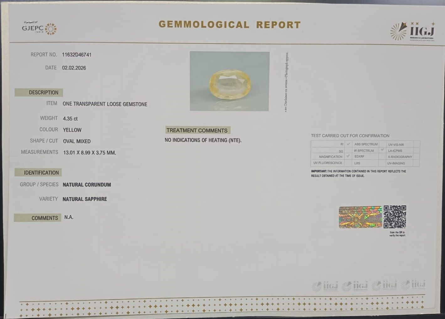 NYSPG8554 2 YELLOW SAPPHIRE 4.35 Ct.