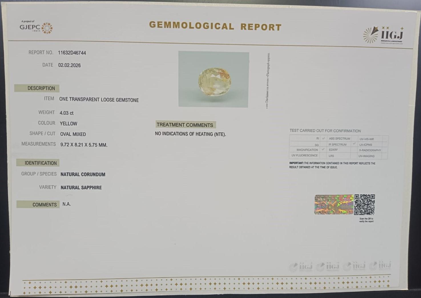 NYSPG8555 2 YELLOW SAPPHIRE 4.03 Ct.