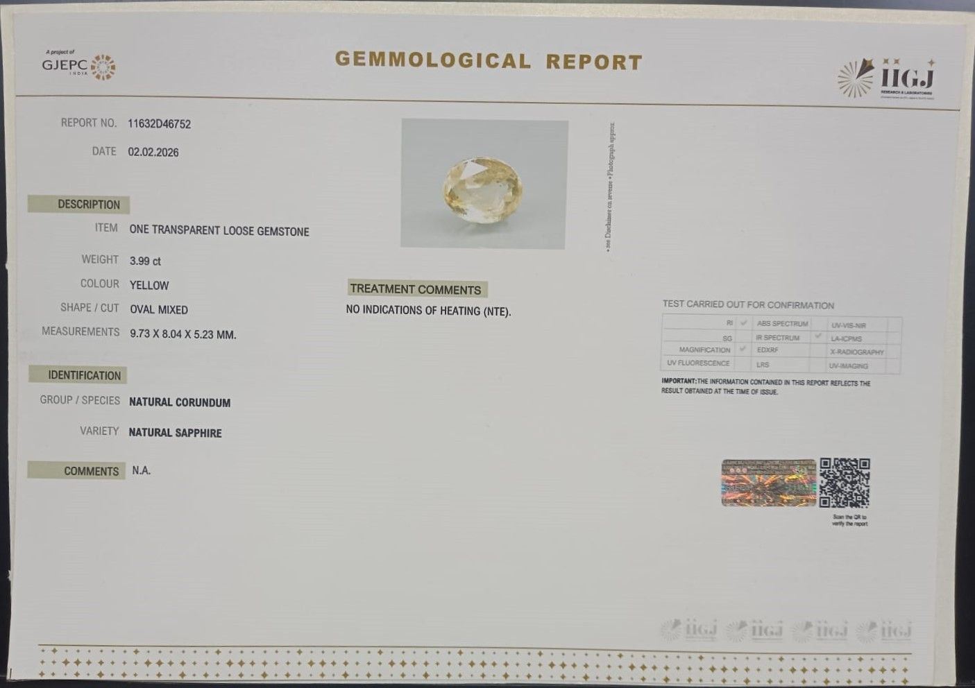 NYSPG8557 2 YELLOW SAPPHIRE 3.99 Ct.