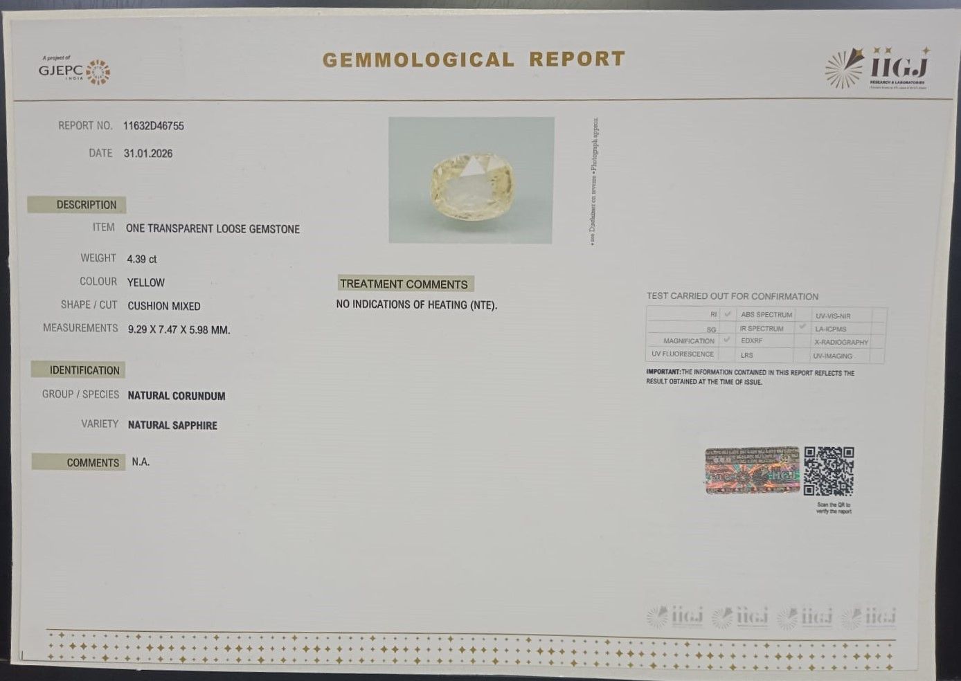 NYSPG8558 2 YELLOW SAPPHIRE 4.39 Ct.