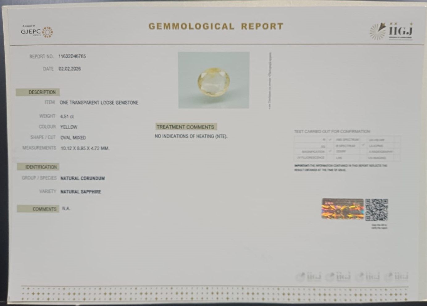 NYSPG8561 2 YELLOW SAPPHIRE 4.51 Ct.