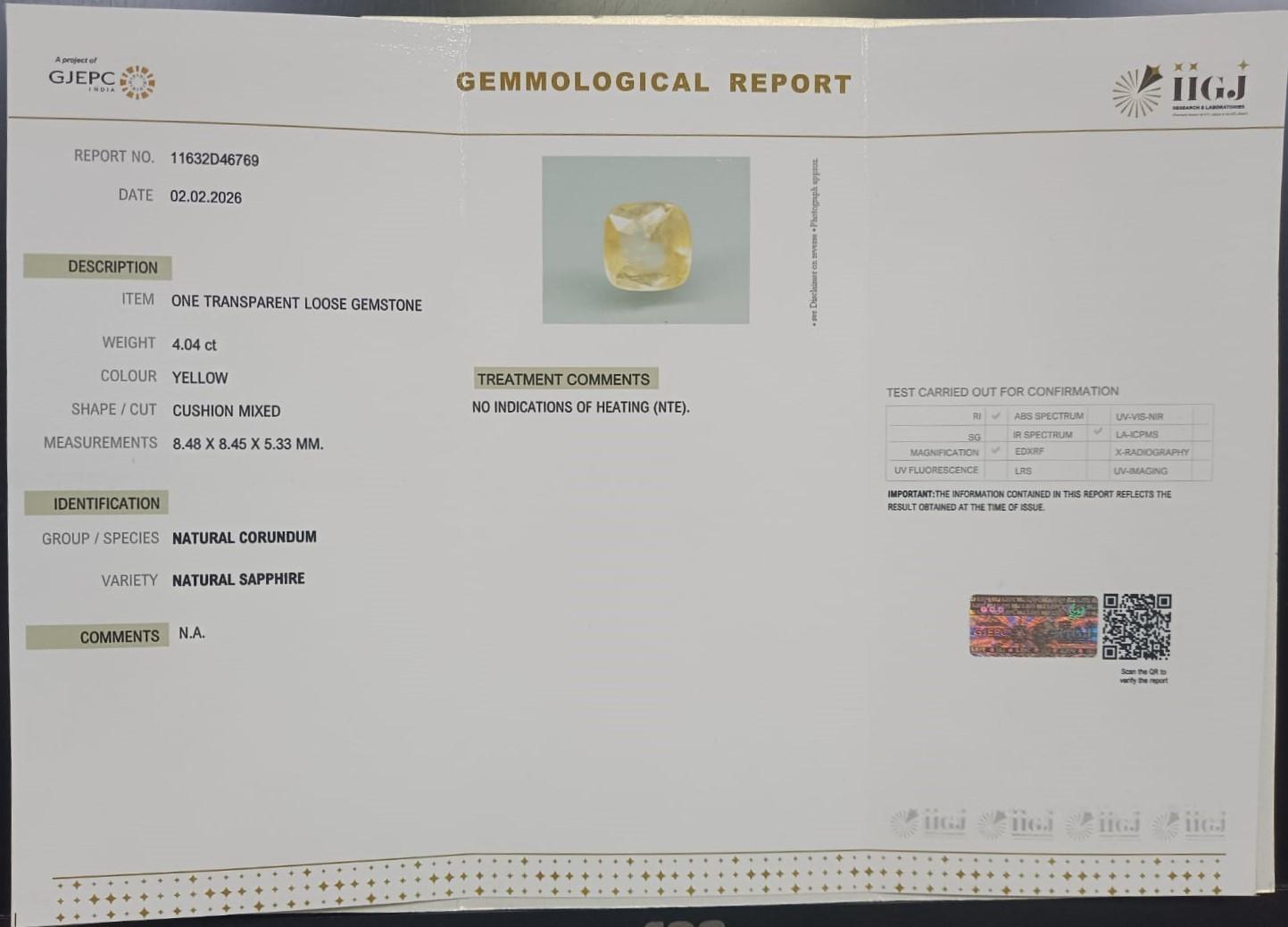 NYSPG8563 2 YELLOW SAPPHIRE 4.04 Ct.