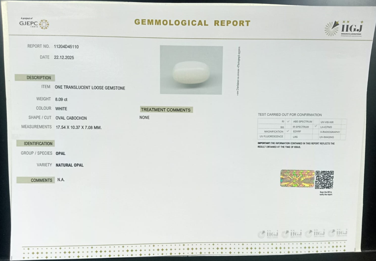 OPL9613 2 OPAL 8.09 Ct.