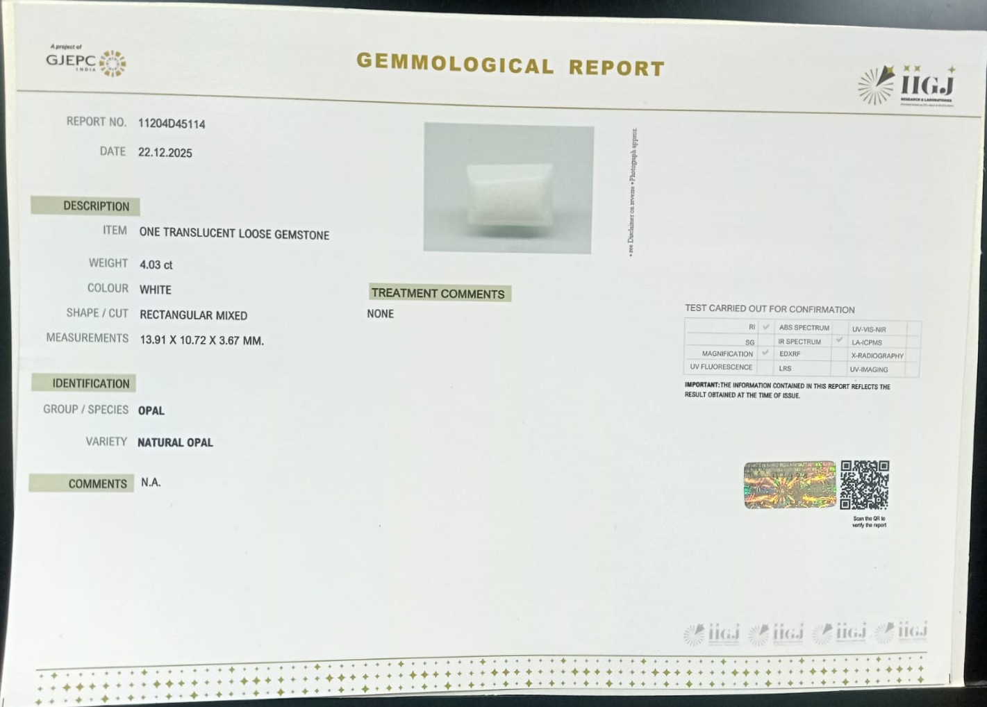 OPL9615 2 OPAL 4.03 Ct.