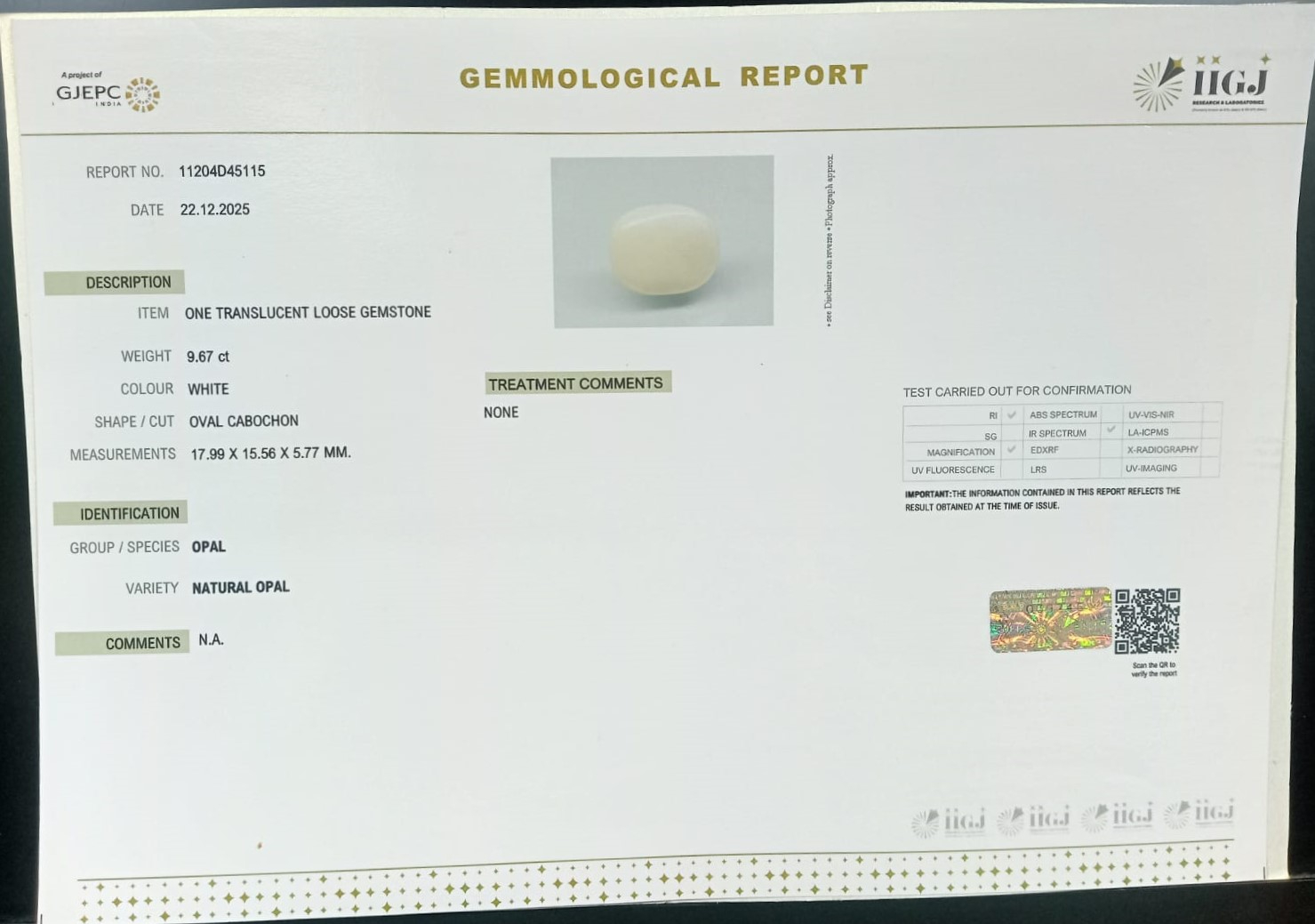 OPL9616 2 OPAL 9.67 Ct.