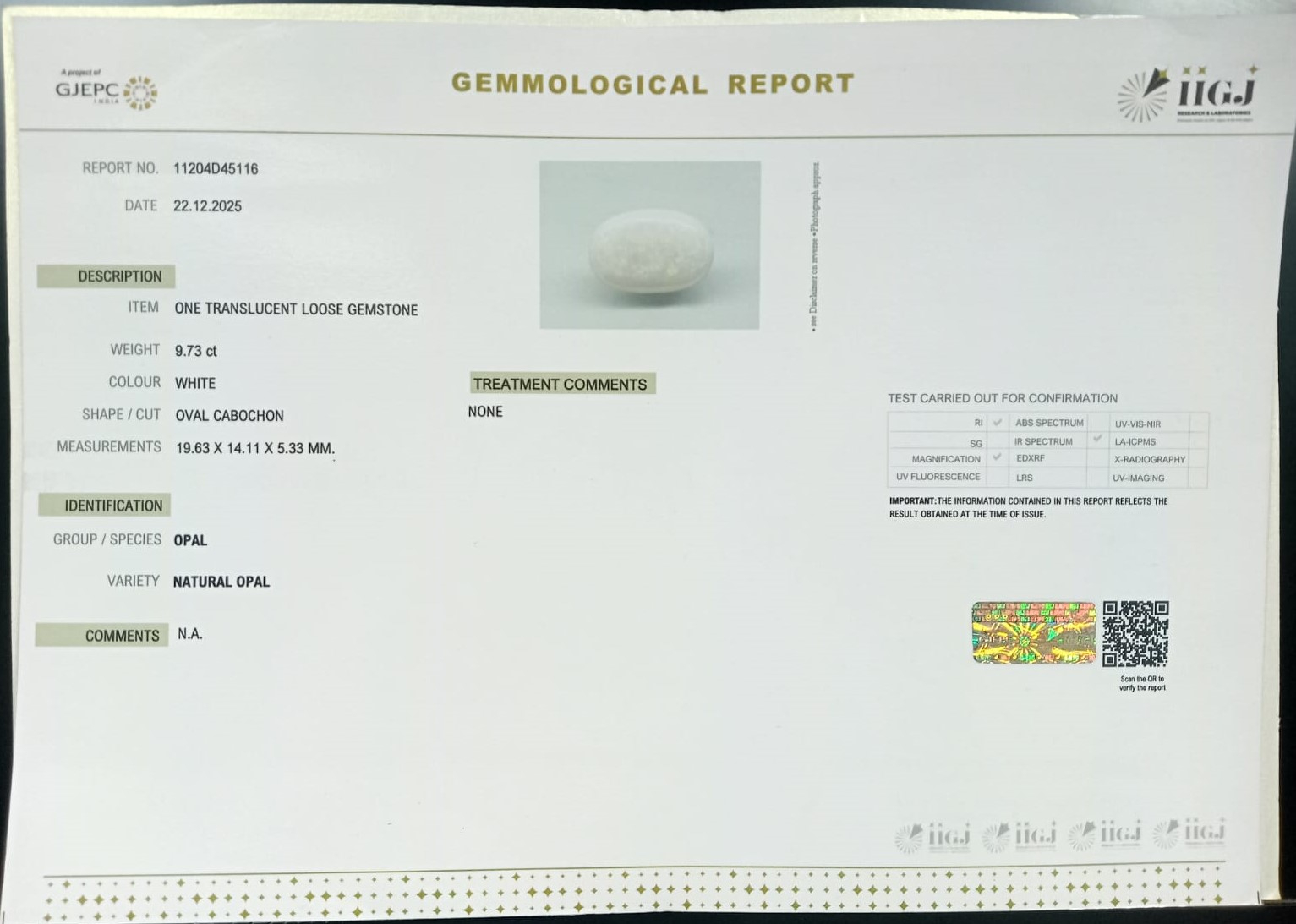 OPL9617 2 OPAL 9.73 Ct.