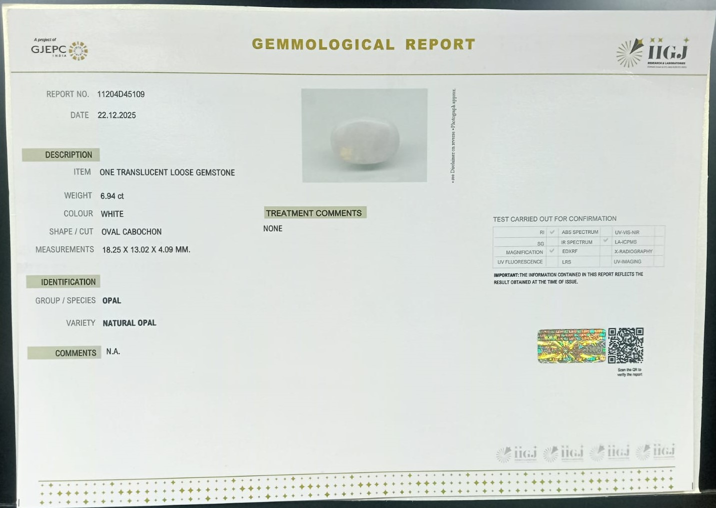 OPLG8966 2 OPAL 6.94 Ct.
