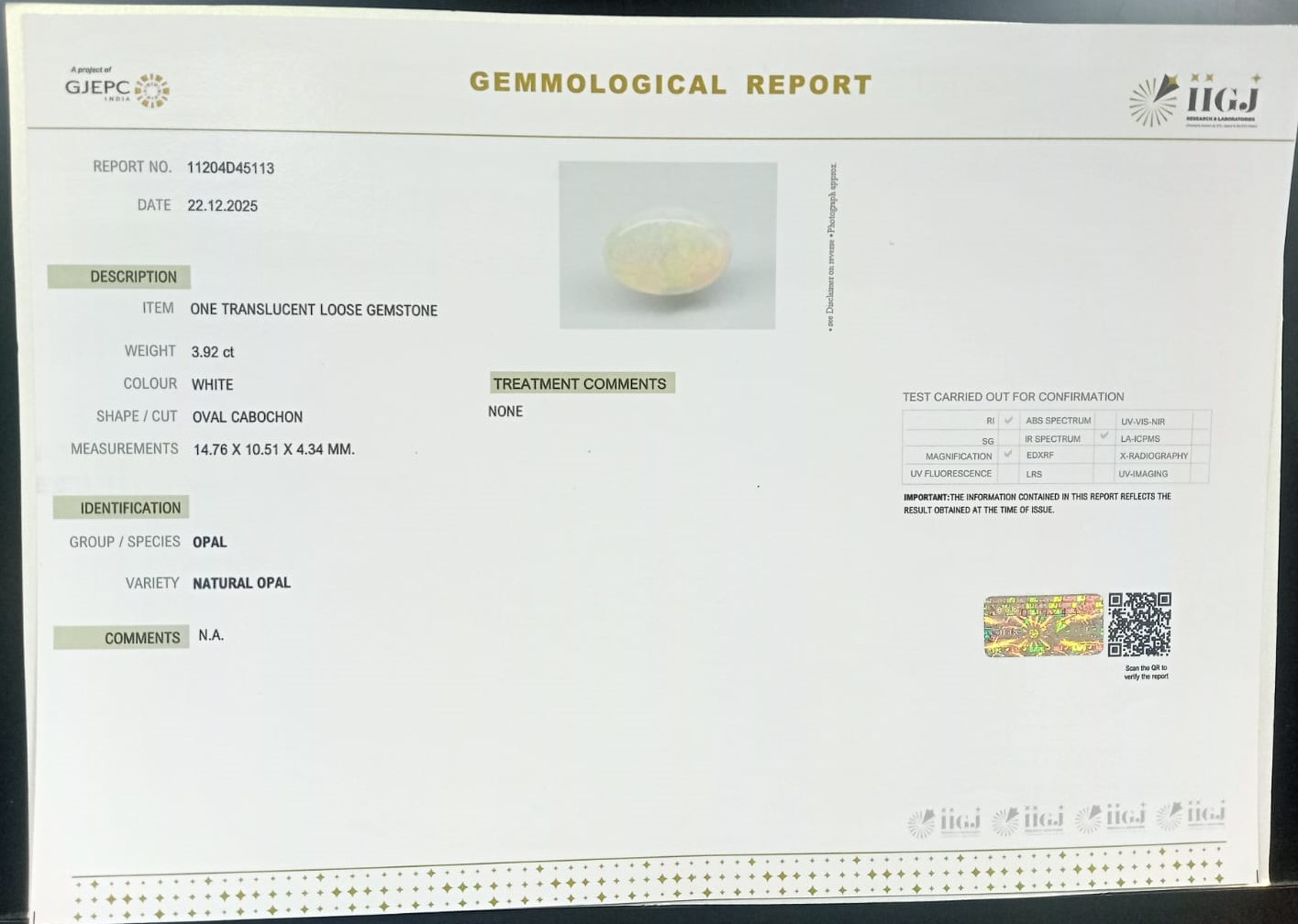 OPLG8967 2 OPAL 3.92 Ct.