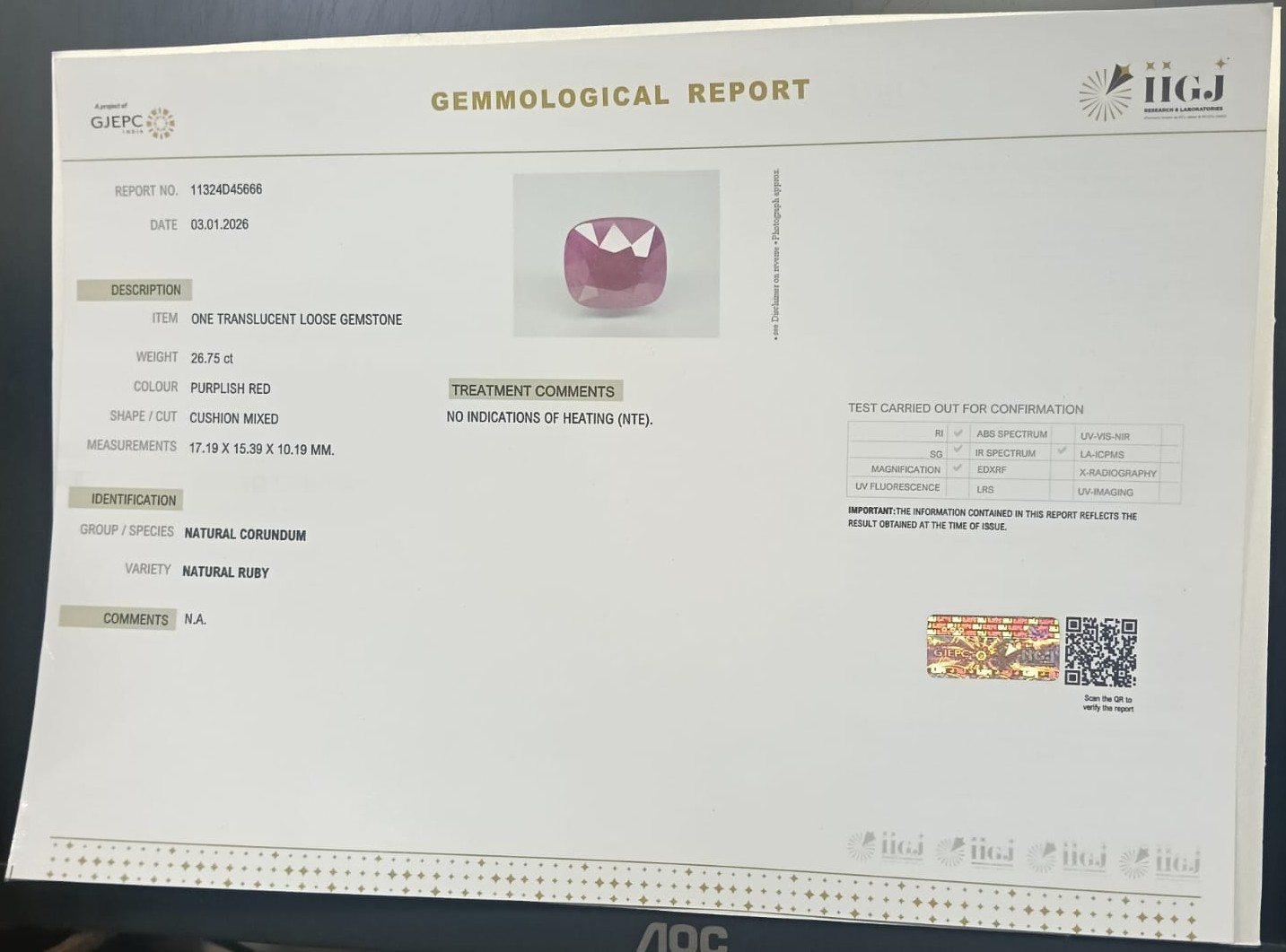 RUB8464 2 RUBY 26.75 Ct.