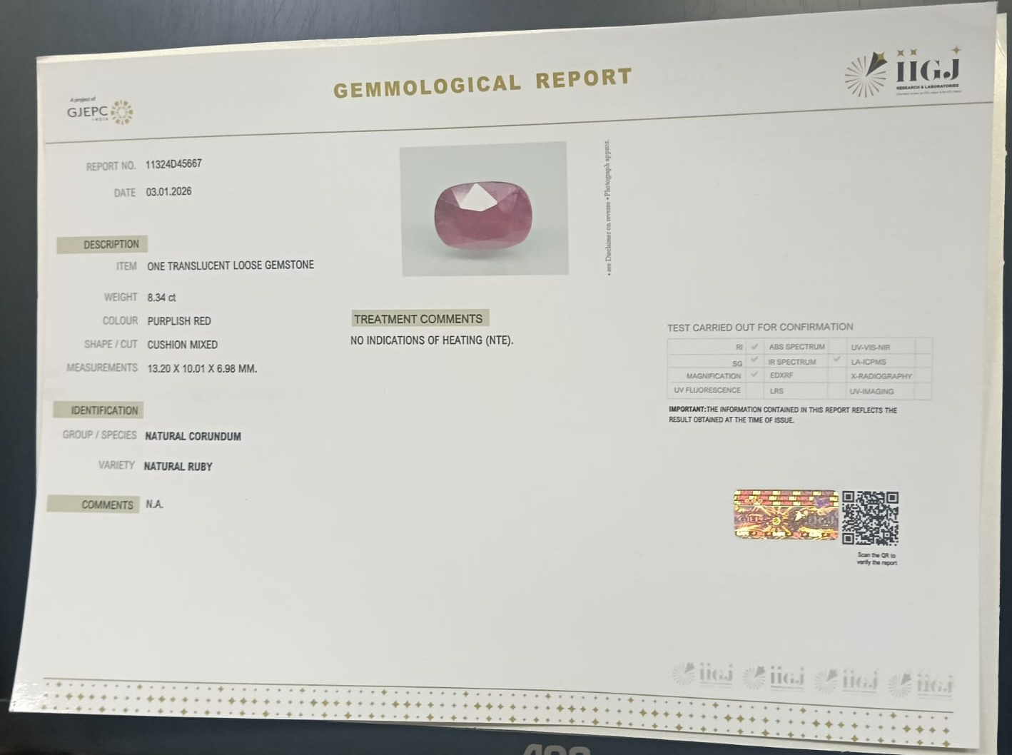 RUB8465 2 RUBY 8.34 Ct.