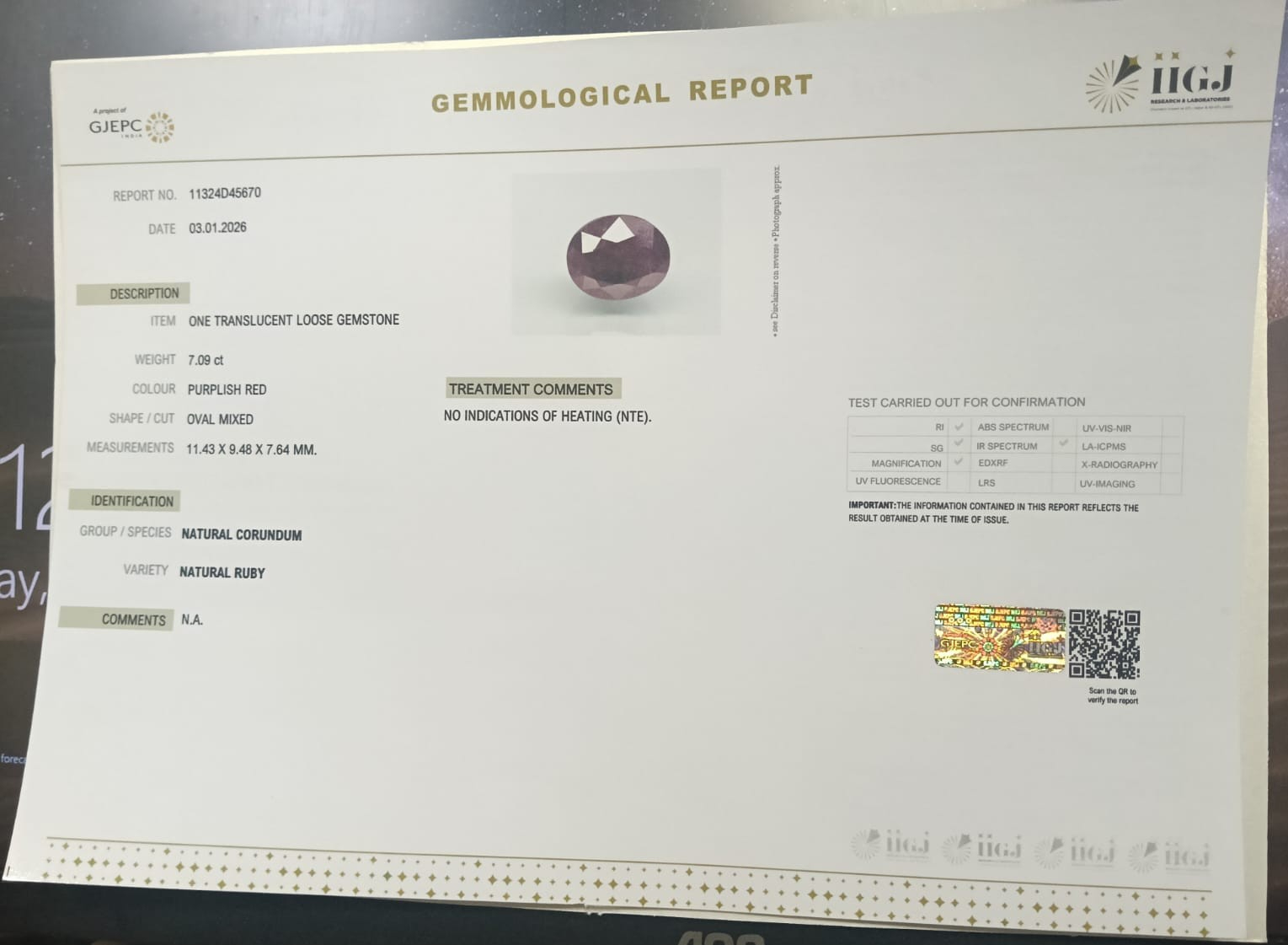 RUBY 7.09 Ct. 3 RUB8467 2 RUBY 7.09 Ct.