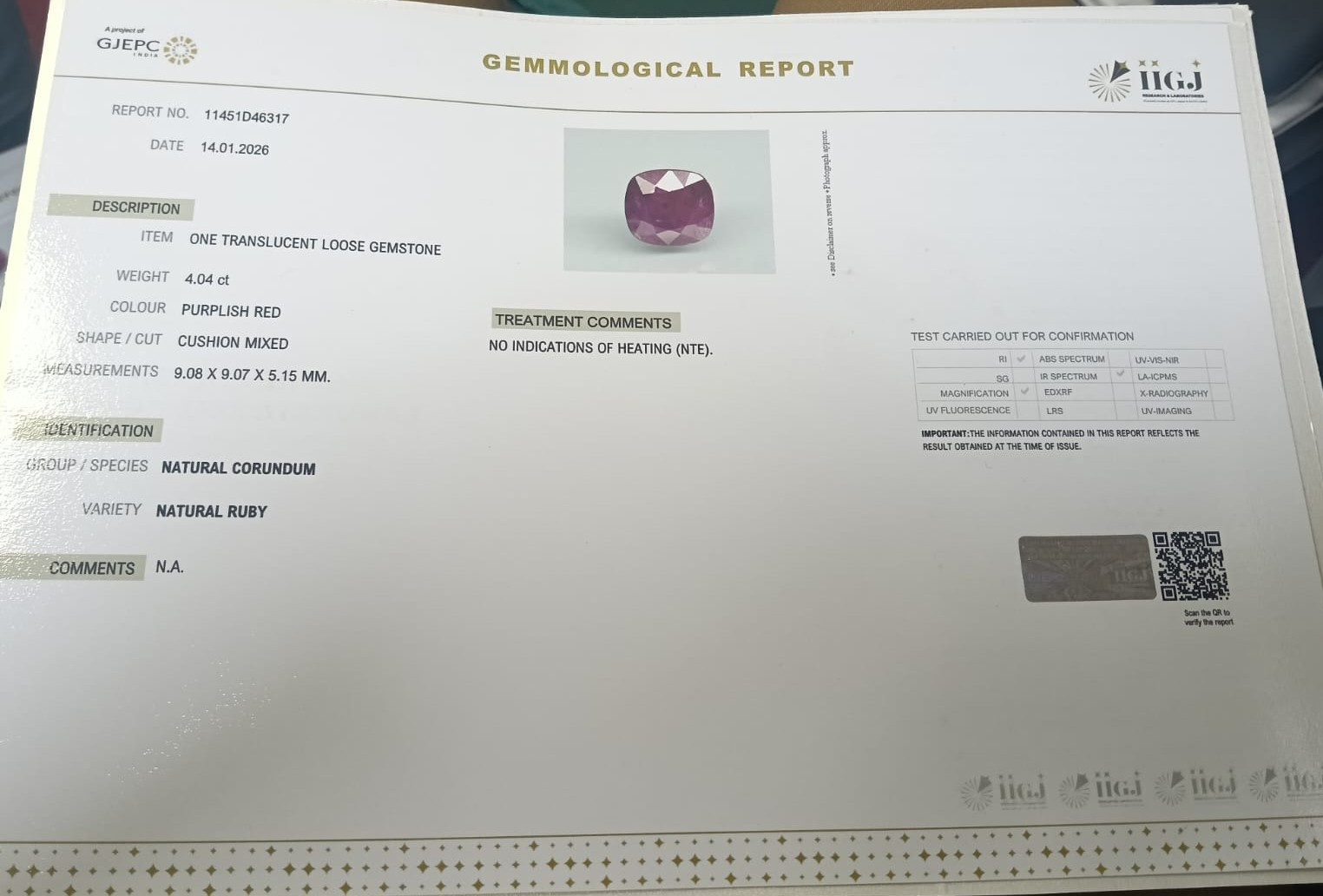 RUBY 4.04 Ct. 3 RUB8471 2 RUBY 4.04 Ct.