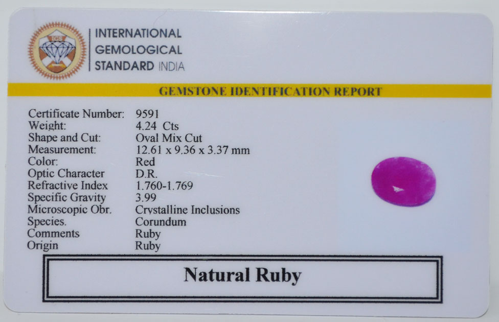 RUBY 4.24 Ct. 3 RUB8474 2 RUBY 4.24 Ct.
