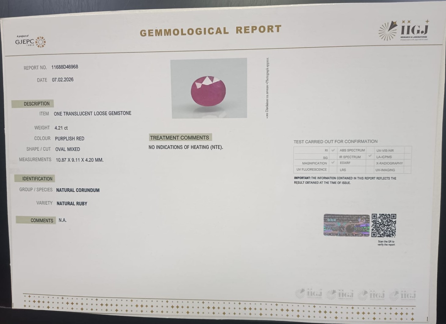 RUB8477 2 RUBY 4.21 Ct.