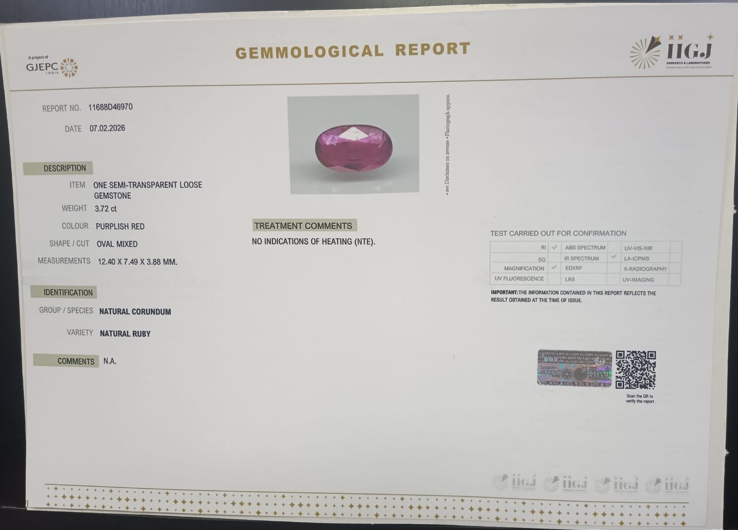 RUBY 3.72 Ct. 3 RUB8479 2 RUBY 3.72 Ct.