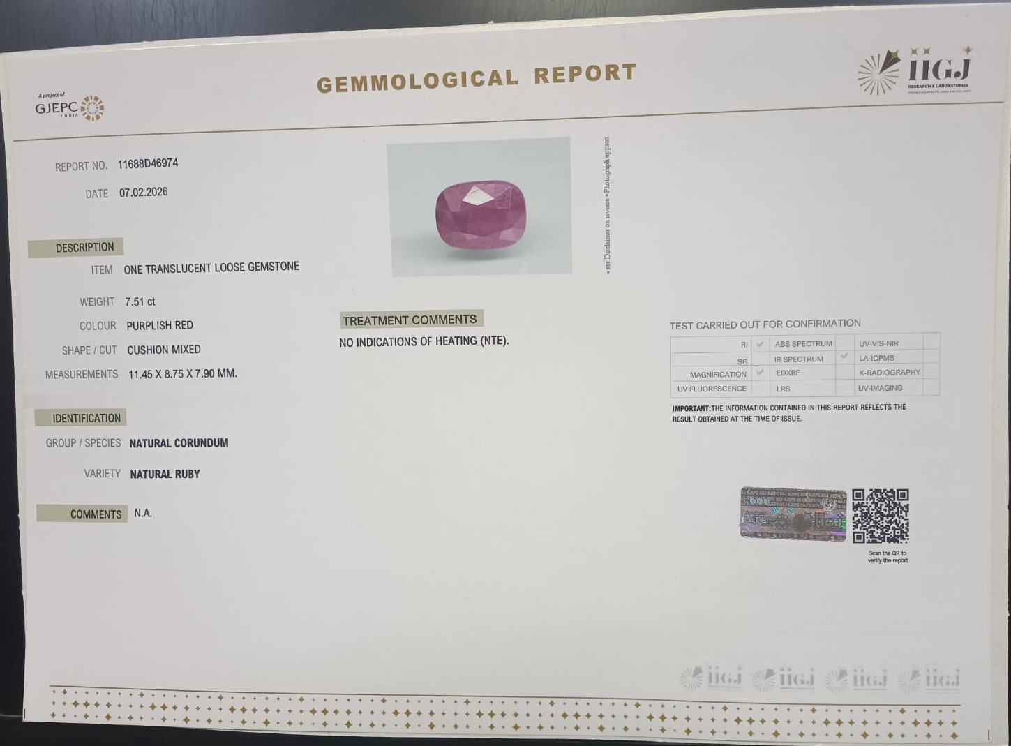 RUBY 7.51 Ct. 3 RUB8483 2 RUBY 7.51 Ct.
