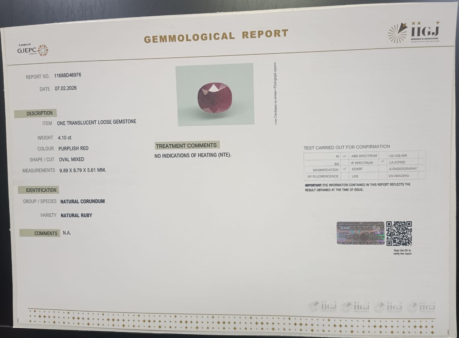 RUBY 4.1 Ct. 3 RUB8484 2 RUBY 4.1 Ct.